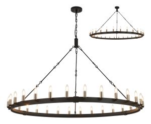 Stella 1.6m Semi Flush/Pendant, 30 Light E14, Satin Black/Satin Nickel (ITEM REQUIRES CONSTRUCTION)