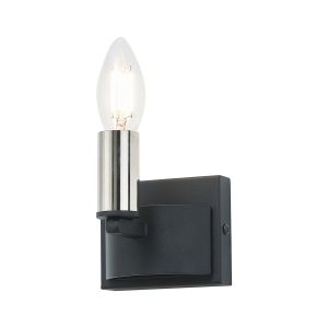Stella Wall Lamp, 1 Light E14, Satin Black/Polished Nickel