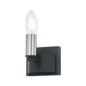 Stella Wall Lamp, 1 Light E14, Satin Black/Satin Nickel