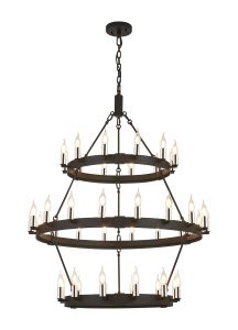 Stella 3 Tier 66cm+97cm Pendant, 12+18+12 Light E14, Satin Black/Polished Nickel, (ITEM REQUIRES CONSTRUCTION/CONNECTION) Item Weight: 19kg