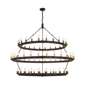 Stella 3 Tier 1.3m+1.6m+1.3m Pendant, 24+30+24 Light E14, Black/Satin Gold/Gun Metal, (REQUIRES CONSTRUCTION/CONNECTION) Item Weight: 32kg