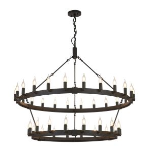 Stella 2 Tier 1.3m+97cm Pendant, 24+18 Light E14, Satin Black, (ITEM REQUIRES CONSTRUCTION/CONNECTION) Item Weight: 17kg