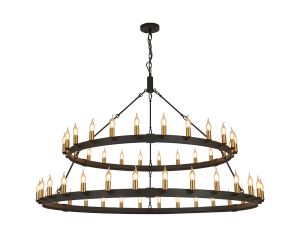 Stella 2 Tier 1.3m+1.6m Pendant, 24+30 Light E14, Satin Black/Brass, (ITEM REQUIRES CONSTRUCTION/CONNECTION) Item Weight: 22kg
