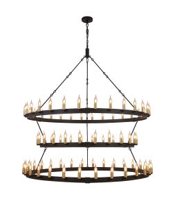 Stella 3 Tier 1.6m+1.3m+1.6m Pendant, 30+24+30 Light E14, Satin Black/Satin Gold, (ITEM REQUIRES CONSTRUCTION/CONNECTION) Item Weight: 35kg