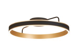 Chiara 60cm Round Ceiling, 45W LED, Remote Control Tuneable White 3000-6000K, 3000lm, Black Faux Leather/Brushed Gold, 3yrs Wrnty