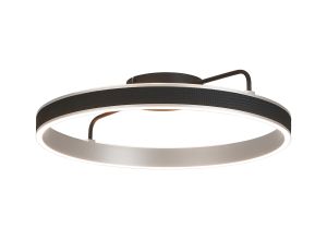 Chiara 60cm Round Ceiling, 45W LED, Remote Control Tuneable White 3000-6000K, 3000lm, Black Faux Leather/Brushed Antique Silver, 3yrs Wrnty