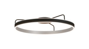 Chiara 80cm Round Ceiling, 70W LED, Remote Control Tuneable White 3000-6000K, 4200lm Black Faux Leather/Brushed Antique Silver, 3yrs Wrnty