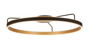 Chiara 1m Round Ceiling, 90W LED, Remote Control Tuneable White 3000-6000K, 4500lm Black Faux Leather/Brushed Gold, 3yrs Wrnty