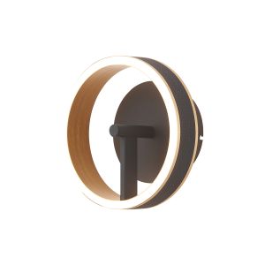 Chiara Wall Light, 18W LED, Remote Control Tuneable White 3000-6000K, 1100lm Black Faux Leather/Brushed Gold, 3yrs Wrnty