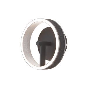 Chiara Wall Light, 18W LED, Remote Control Tuneable White 3000-6000K, 1100lm Black Faux Leather/Brushed Antique Silver, 3yrs Wrnty