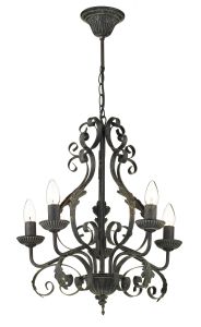 DAR Victoria Pendant 5 Light 5X40W SES Candle/Black