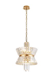 Vienna 35cm Round Pendant, 4 x E14, Brass/Clear