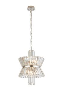 Vienna 35cm Round Pendant, 4 x E14, Polished Nickel/Clear