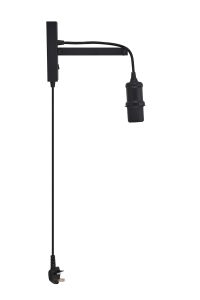 Velluto Switched Hanging Wall Light With Plug (FRAME ONLY), 1 Light E27, Black