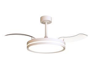 Villena M 49cm 30W LED Dimmable Ceiling Light With Built-In 28W DC Fan, 3000-5000K Remote Control, 4845lm, White, 5yrs Warranty