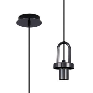 Urasawa 12cm Mini 1 Light Pendant, (FRAME ONLY), 1 x E27, Black Chrome/Matt Black