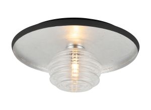 Ocaso 36cm Flush Ceiling/Wall Light, 1 Light G9, Gold Leaf/Coffee/Clear Rippled Glass Shade