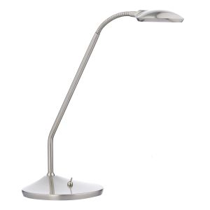 Wellington 1 Light 7W Integrated LED Satin Chrome Adjustable Desk Lamp With Toggle switch
