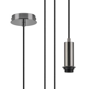 Wick 10cm Body, 5m Single Pendant (FRAME ONLY), 1 x E27, Black Chrome