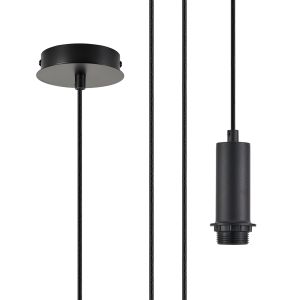 Wick 10cm Body, 5m Single Pendant (FRAME ONLY), 1 x E27, Satin Black