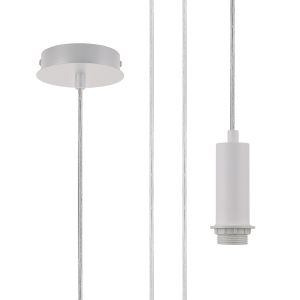Wick 10cm Body, 5m Single Pendant (FRAME ONLY), 1 x E27, Satin White