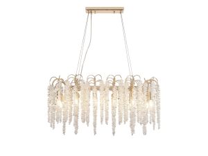 Wisteria Oval Pendant, 12 Light E14, French Gold / Crystal Item Weight: 14kg