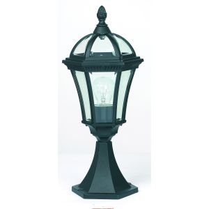 Endon YG-3502 Drayton Single Outdoor Pedestal Textured Black/Clear Glass Finish
