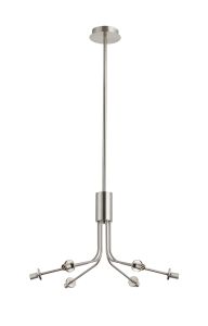 Templo Fixed Multi Height Pendant (FRAME ONLY), Height Adjustable, 6 Light G9, Satin Nickel