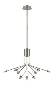 Templo Fixed Multi Height Pendant (FRAME ONLY), Height Adjustable, 6 + 3 Light G9, Satin Nickel