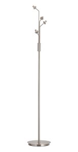 Templo Floor Lamp Without Shade, 4 Light G9, Satin Nickel
