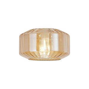Zenth 30x16.5cm Amber Plated Chamfered Round Rippled Glass (Z), Shade