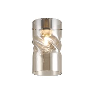 Zenth 12x22cm Twisted Cylinder Cognac Glass (AA), Shade c/w Polished Chrome 3 Rod Suspension Plate