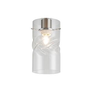 Zenth 12x22cm Twisted Cylinder Clear Glass (AA), Shade c/w Polished Chrome 3 Rod Suspension Plate
