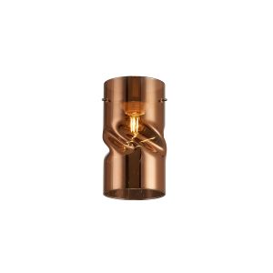 Zenth 12x22cm Twisted Cylinder Copper Glass (AA), Shade c/w Polished Chrome 3 Rod Suspension Plate