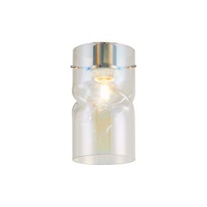 Zenth 12x22cm Twisted Cylinder Deep Iridescent Glass (AA), Shade c/w Polished Chrome 3 Rod Suspension Plate