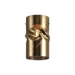 Zenth 12x22cm Twisted Cylinder Gold Glass (AA), Shade c/w Polished Chrome 3 Rod Suspension Plate