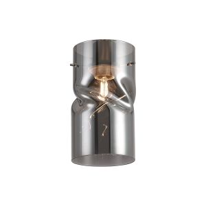 Zenth 12x22cm Twisted Cylinder Smoke Plated Glass (AA), Shade c/w Polished Chrome 3 Rod Suspension Plate