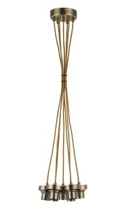 Zenth 26cm Antique Brass 7 Light E27 1.5m Cluster Pendant (FRAME ONLY), Suitable For A Vast Selection Of Glass Shades