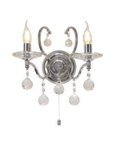 Zinta Wall Lamp Switched 2 Light E14 Switched Polished Chrome/Crystal
