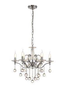 Zinta 60cm Pendant 6 Light E14 Polished Chrome/Crystal