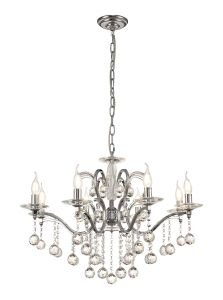 Zinta 75cm Pendant 8 Light E14 Polished Chrome/Crystal