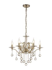 Zinta 60cm Pendant 6 Light E14 French Gold/Crystal