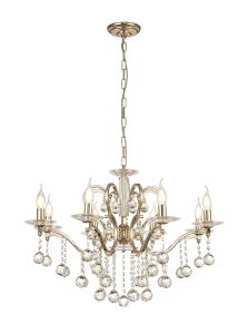 Zinta 75cm Pendant 8 Light E14 French Gold/Crystal
