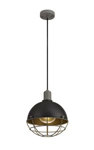 Giancarlo Pendant, 1 Light E27, IP65, Matt Black/Grey, 2yrs Warranty