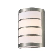Clayton Flush Wall Lamp 1 Light E27 IP44 Exterior Louvre Design Stainless Steel/Opal