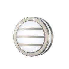 Aldo Round Flush Ceiling/Wall Lamp 2.4W LED IP44 Exterior Louvre Design Stainless Steel/Opal, 2yrs Warranty