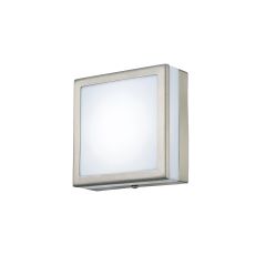 Aldo Square Flush Ceiling/Wall Lamp 2.4W LED IP44 Exterior Plain Design Stainless Steel/Opal, 2yrs Warranty
