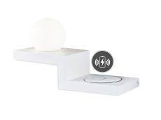 Zanzibar Wall Lamp Switched Globe With Mobile Phone Induction Charger, 6W LED, 3000K, 470lm, Sand White, 3yrs Warranty