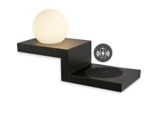 Zanzibar Wall Lamp Switched Globe With Mobile Phone Induction Charger, 6W LED, 3000K, 470lm, Sand Black, 3yrs Warranty