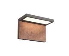 Ruka Wall Lamp, 13W LED, 3000K, 850lm, IP54, Anthracite/Walnut, 3yrs Warranty